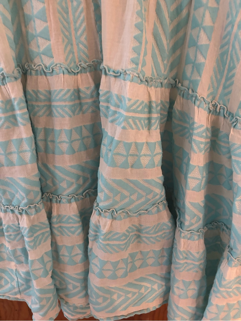 Devotion Twins Ella Embroidered Tunic Dress Neon TurquoiseBlue White Boho Resort - Picture 6 of 9